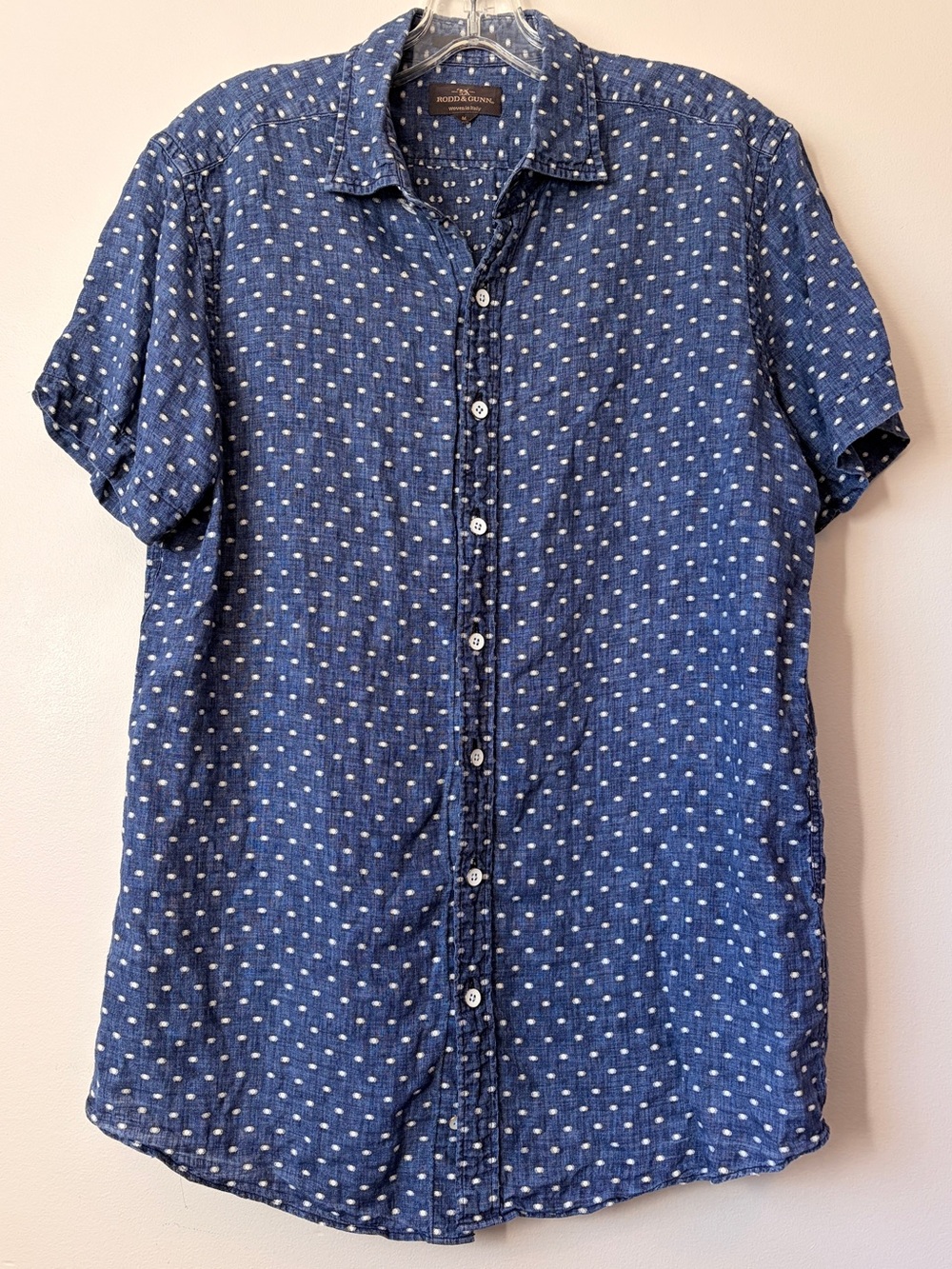 Rodd & Gunn Men's Italian Linen Button Down Short Sleeve Shirt Medium M
